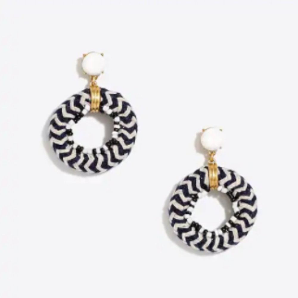 Beaded thread lifesaver drop earrings DEEP PACIFIC